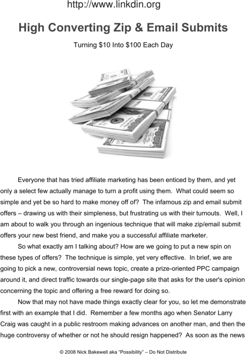 Product picture High Converting Zip & Email Submits - Turning $10 Into $100